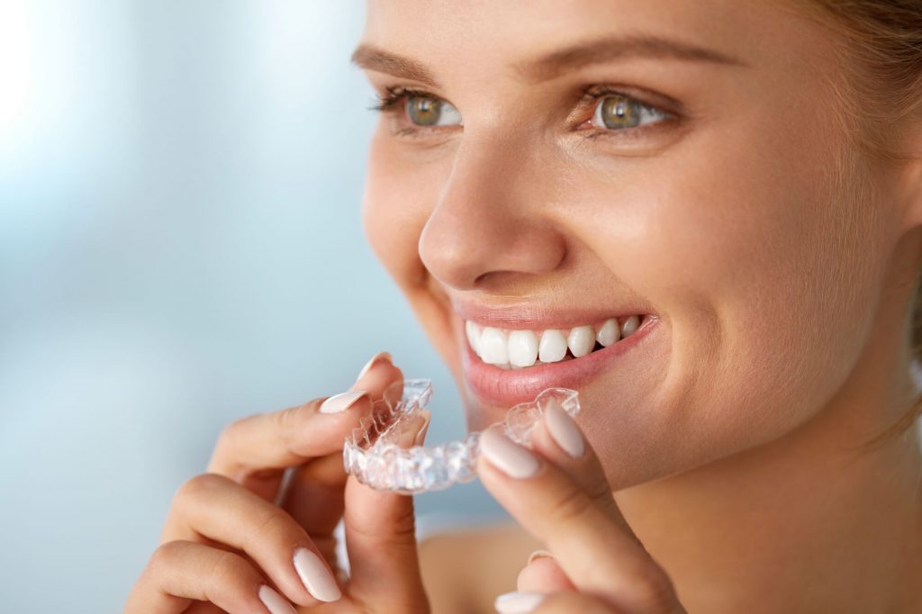 woman using invisible braces in ladysmith